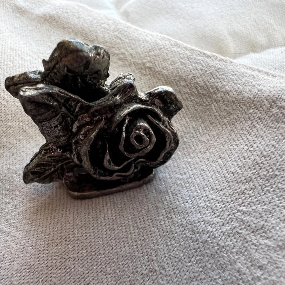 Vintage Bundle 2 Miniature Metzke Antique Pewter Rose Card Holders bride groom